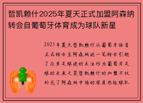哲凯赖什2025年夏天正式加盟阿森纳转会自葡萄牙体育成为球队新星
